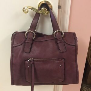 Urban expressions burgundy satchel with feet